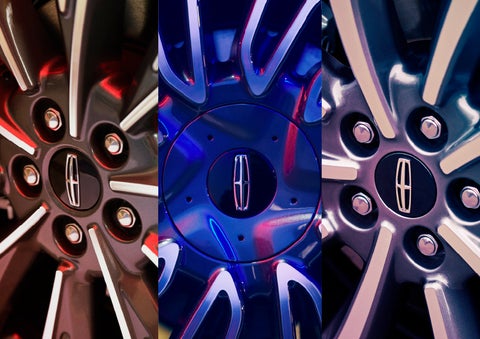 A compilation of three wheel designs shows the reflective quality of the brightmachined aluminum and a variety of spoke shapes featuring radial and directional lines | Parkway Lincoln in Dover OH