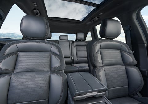 The spacious second row and available panoramic Vista Roof® is shown. | Parkway Lincoln in Dover OH